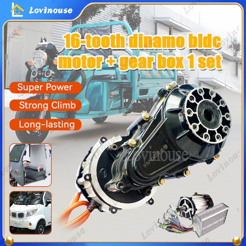 Dinamo Motor Listrik DC 48V 500/1000W+Gearbox/kontroler 3300Rpm Becak Listrik Sepeda Motor Roda 3 Bl