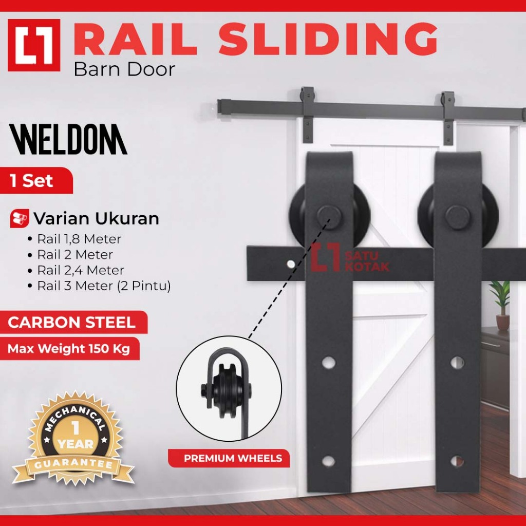 WELDOM Rel Gantung Industrial Pintu Kayu Geser Sliding Rail Barn Door