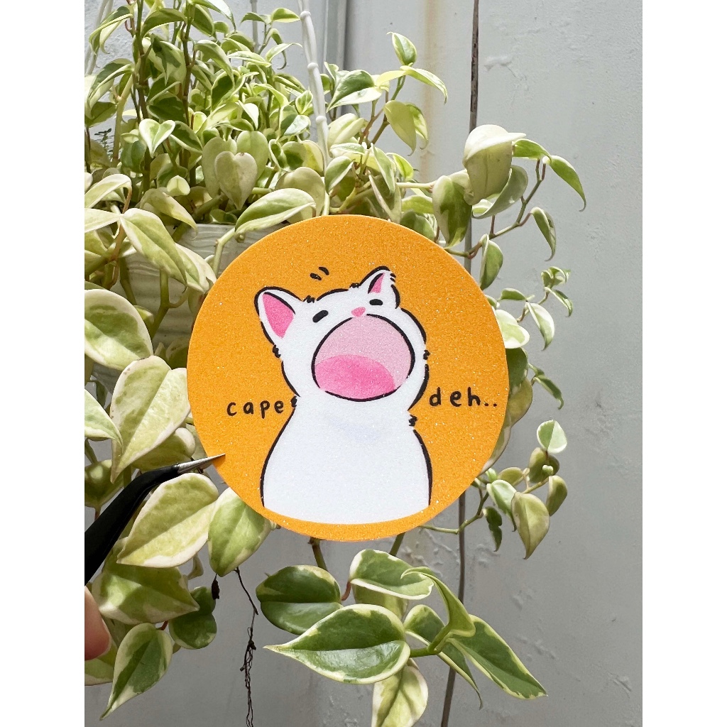 

Sticker kucing mengeluh "Cape deh..