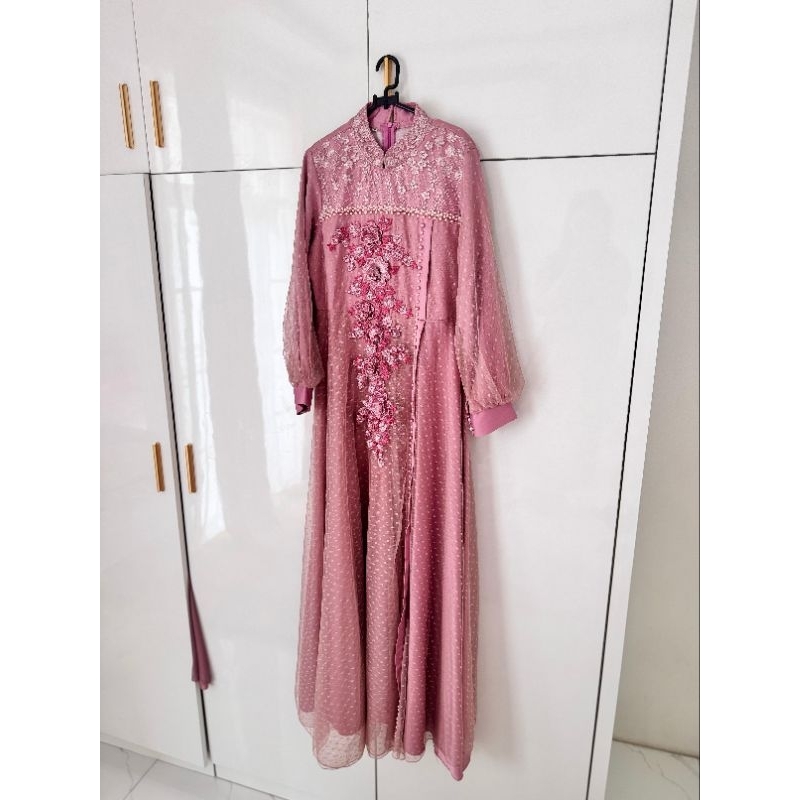 Preloved Gaun Mewah Lebaran Kondangan Payet Bordir Mix tille