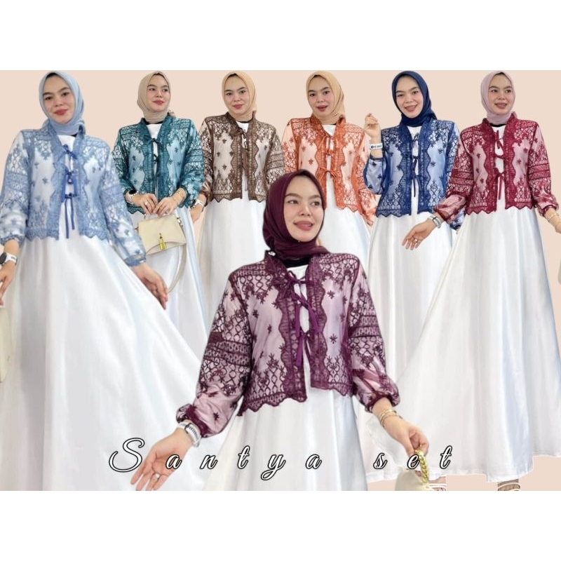 SANTYA CARDY SET - Setelan Gamis Wanita - Cardigan Outer Wanita - Maxi Dress Wanita - Gamis Bahan Ti