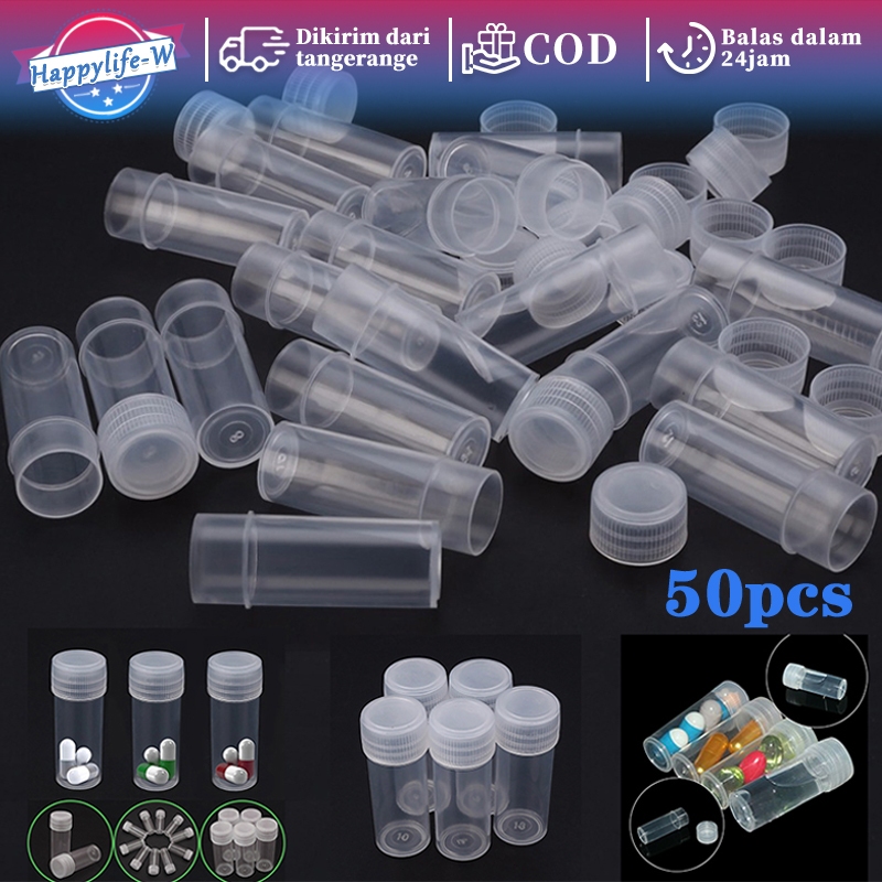 50pcs/Set Botol Sampel 5ml Botol Sampel Wadah Toples Sampel Toples Botol Mini Sample Bottle