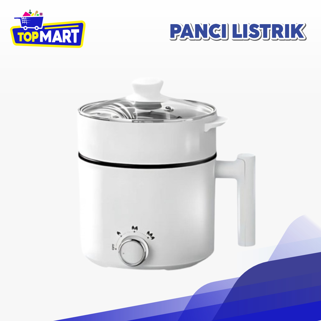 TOPMART -  Panci Elektrik Serbaguna Kapasitas Besar - Teflon Food Grade, Kukus & Rebus Sekaligus