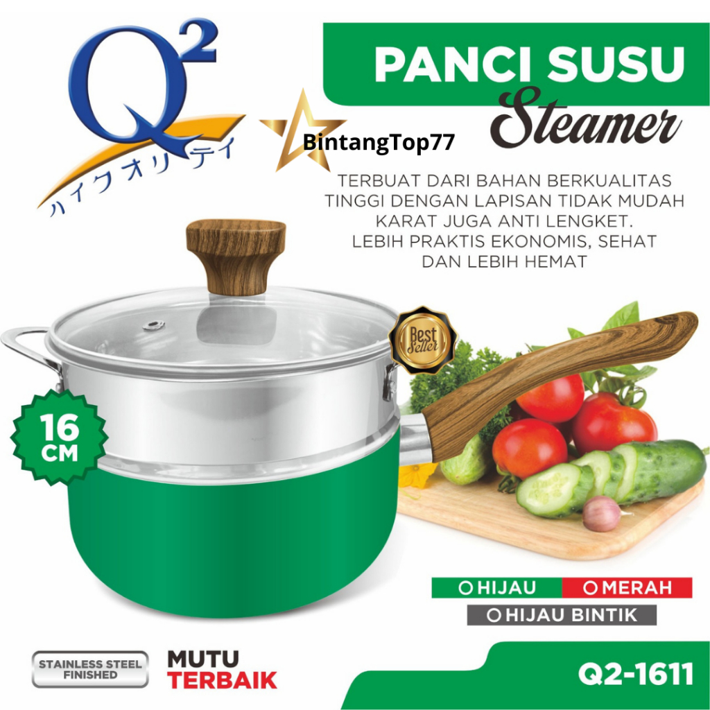 Q2 Panci Susu Steamer 16 Cm Q2-1611 / Panci Stainless Serbaguna