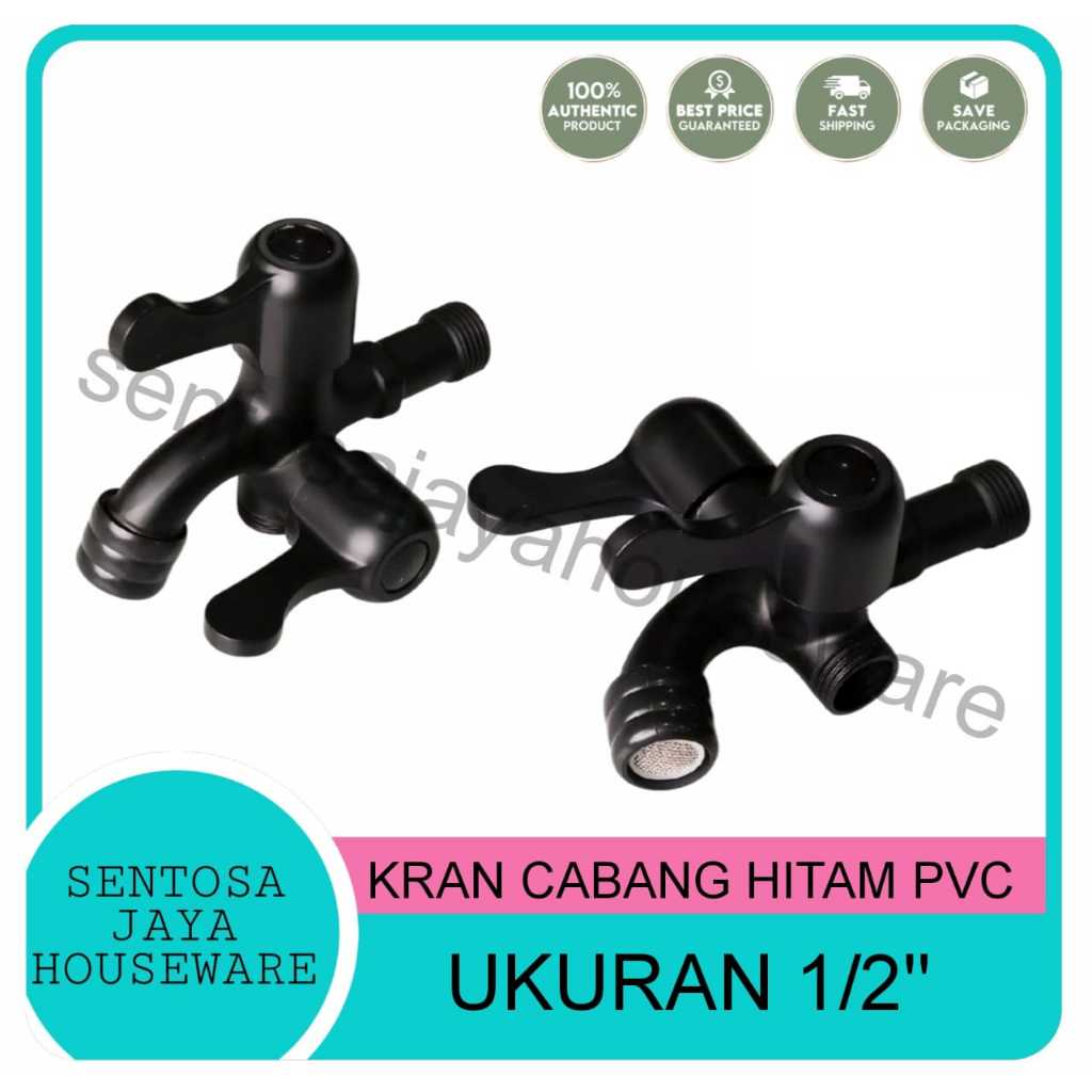 KRAN AIR CABANG DUA PVC - KRAN CABANG SHOWER PVC - KRAN CABANG HITAM PVC