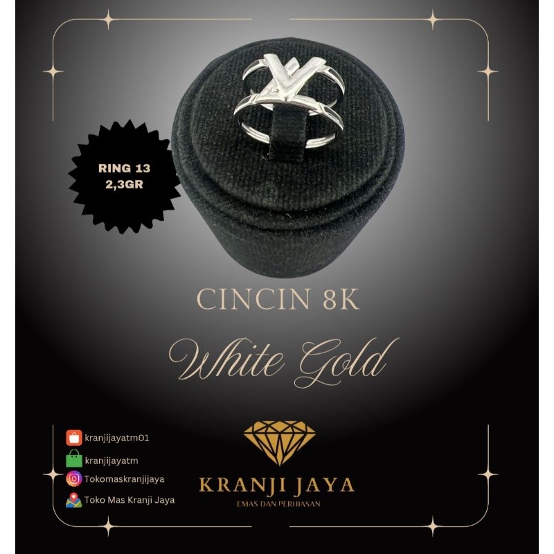 Cincin Ukir VL Emas Putih 8K