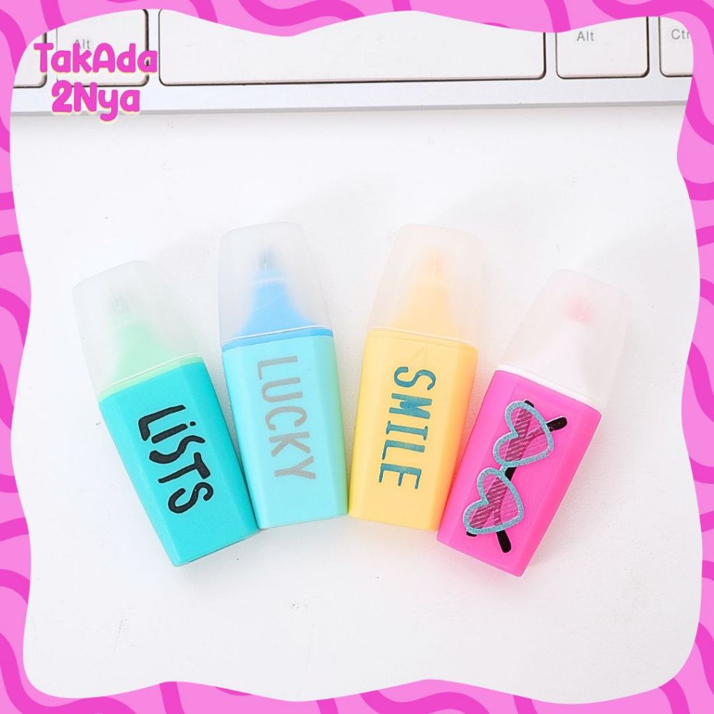 

Highlighter Vintage Pastel Love Lucky Smile Happy 1 Set / 4 Pcs Spidol Marker Textlighter