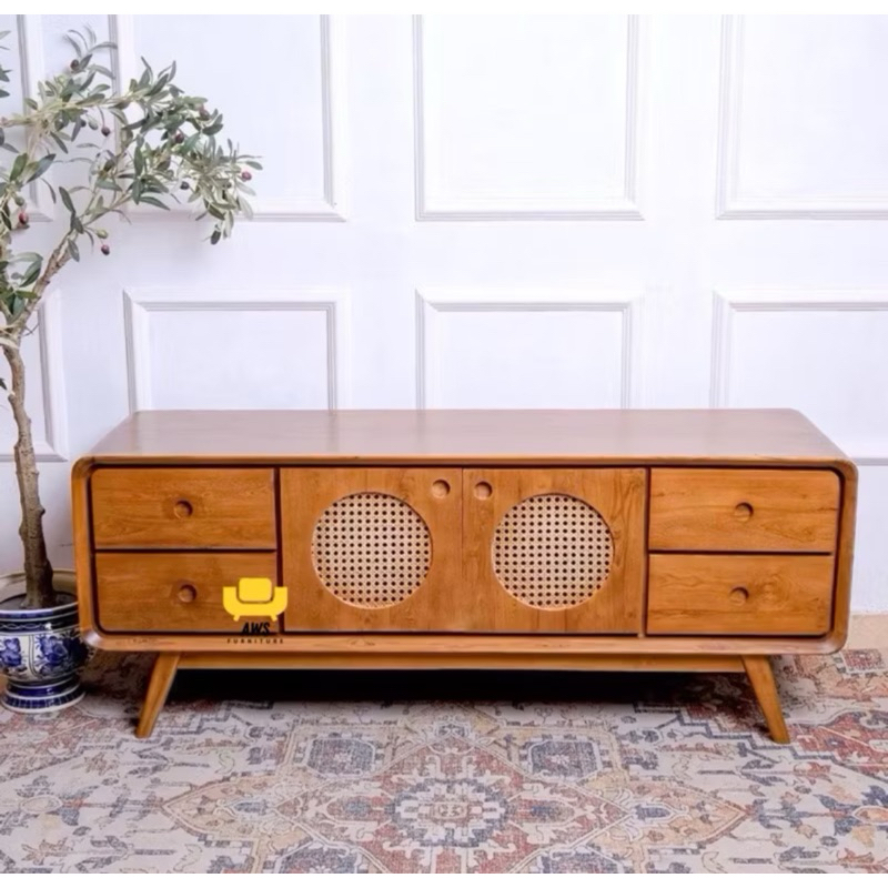 Promo bufet tv rotan jati, Meja tv jati rotan, rak tv jati rotan