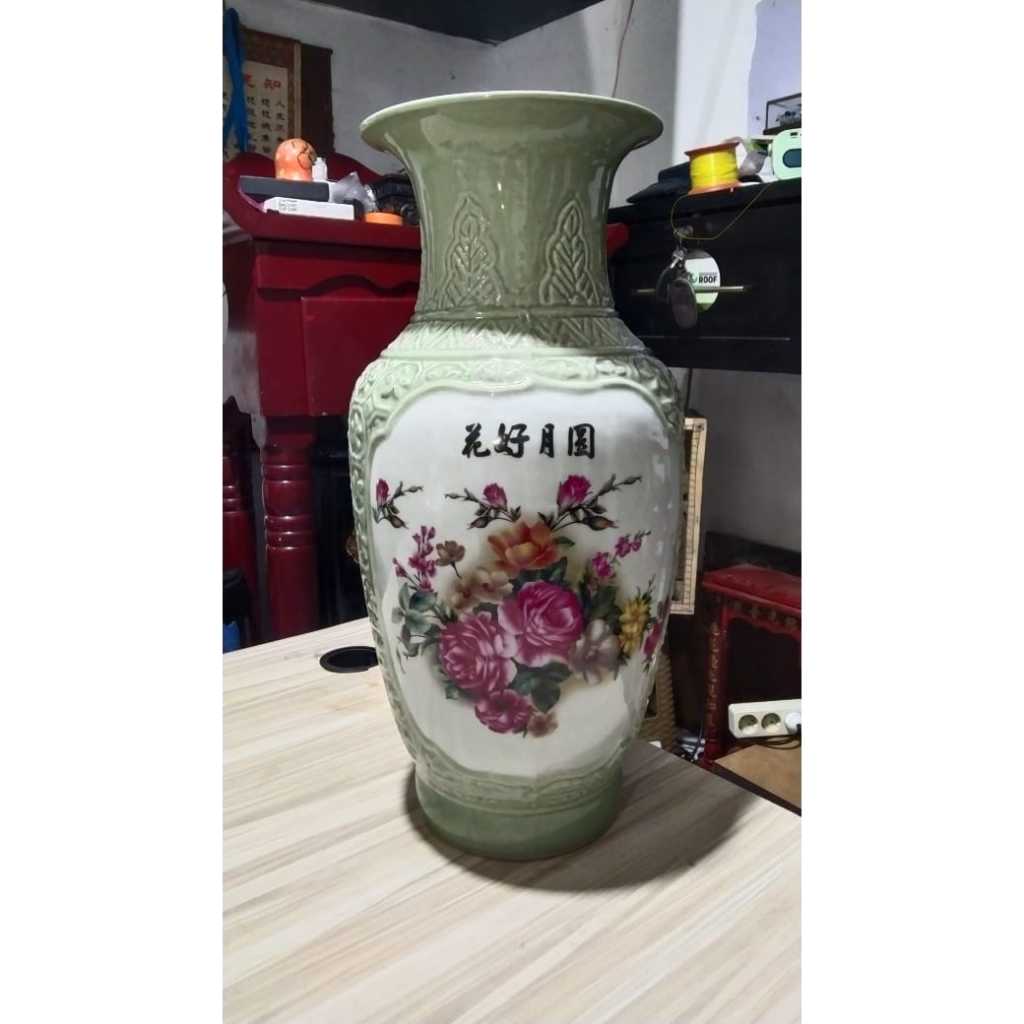 Guci Keramik Celadon Bunga Kuno Jadul Antik