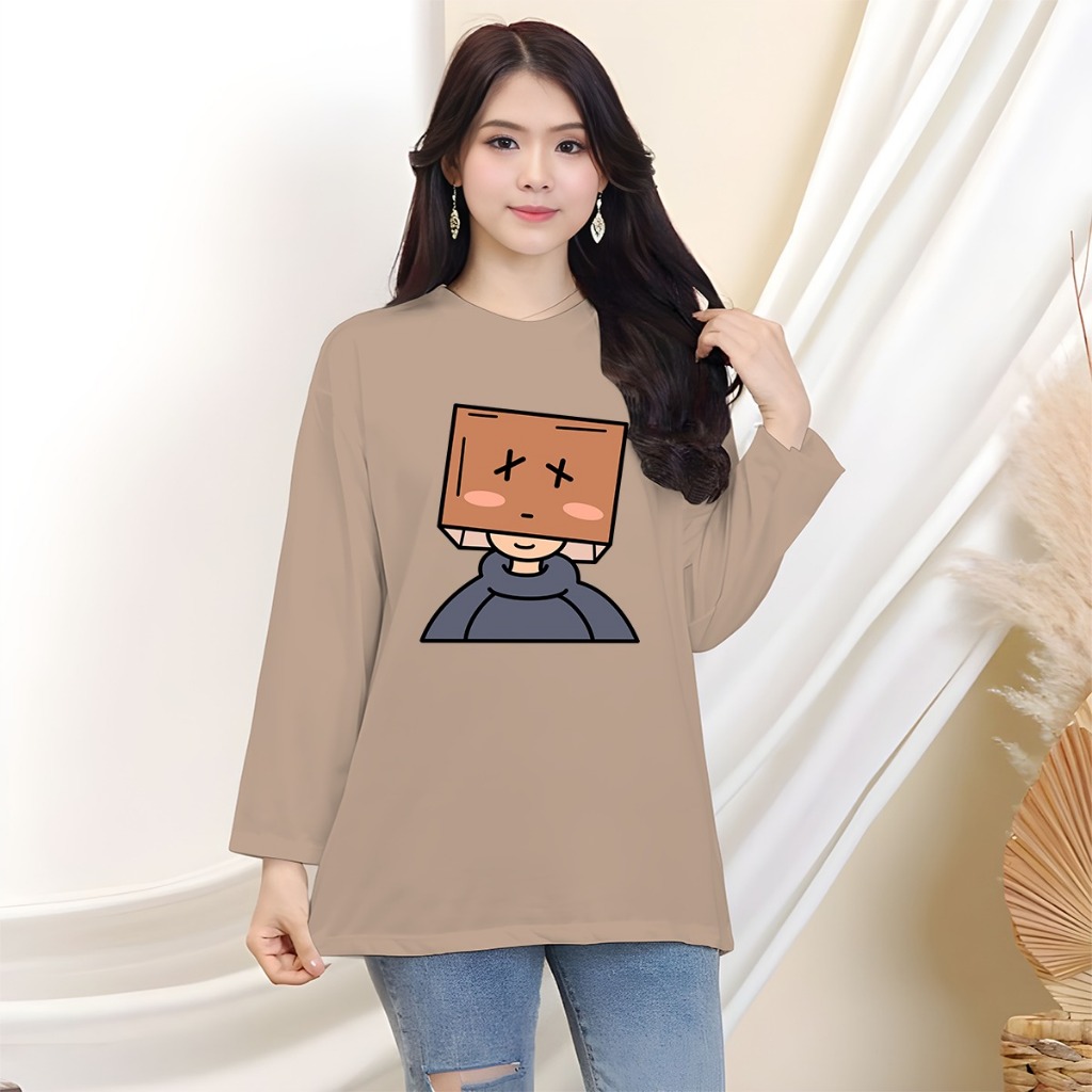 Kaos Oversize Lengan Panjang / Kaos Oversized Wanita / Kaos Oversize Pria / Kaos Oversize Jumbo BOX