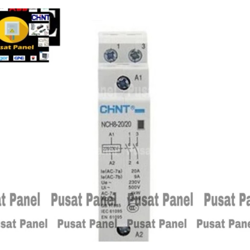 Kontaktor / Contactor Modular Din Rail Chint NCH8-20/20 20A 2P 2NO