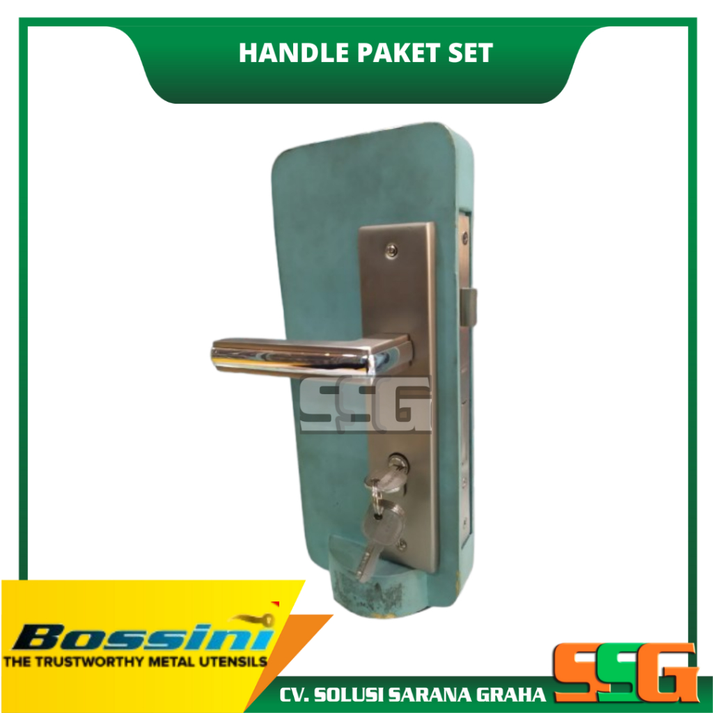 HANDLE PINTU PAKET SET BOSSINI PRO STAINLESS SUS304 KUNCI LENGKAP