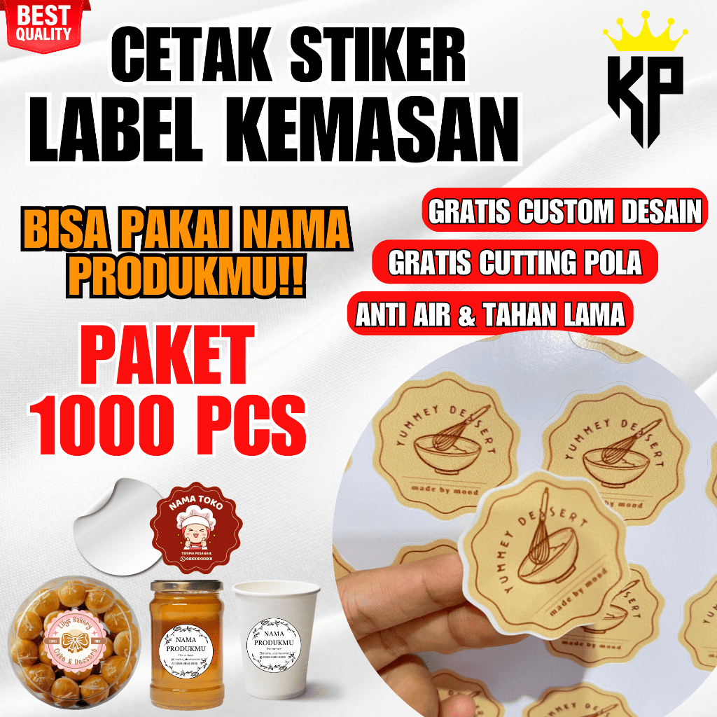 

(PAKET 1000 PCS)CETAK STIKER LABEL KEMASAN PRODUK GRATIS CUSTOM DESAIN UKURAN 3 4 5 6 7 CM STICKER OLSHOP MAKANAN MINUMAN KALENG BOTOL