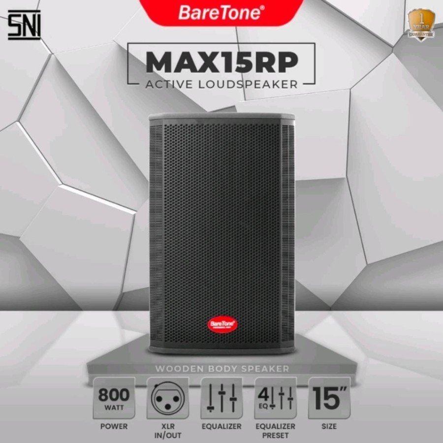 Baretone MAX15RP MAX 15RP MAX 15 RP Speaker Aktif Kayu 15inch Perbiji