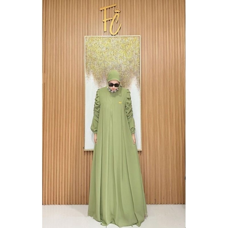 NEW GAMIS POLOS QHANZA SET PASMINA BAHAN CERUTY BABY DOLL BAGIAN BAWAH ADA RENDA NYA/REMPEL MENYAMPI