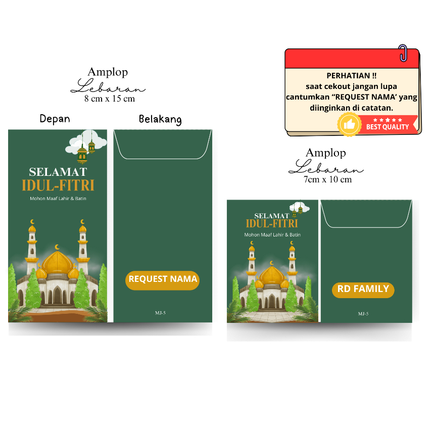 

AMPLOP LEBARAN PREMIUM 2025 CUSTOM NAMA I AMPLOP HARI RAYA IDUL FITRI 1 PACK 10PCS I AMPLOP DESAIN MUSLIM