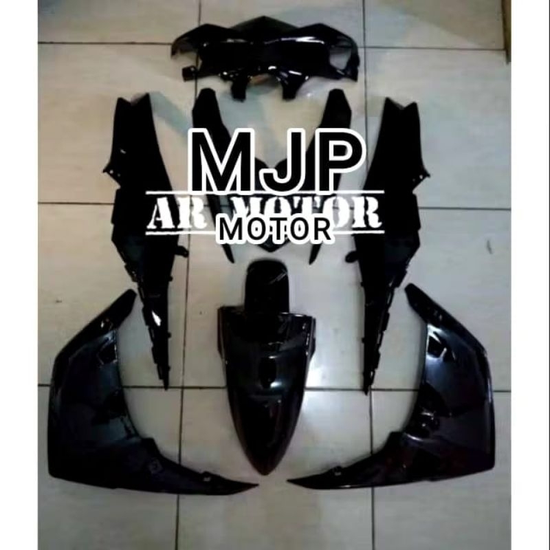 COVER BODI MIO M3 FULLSET BODI HALUS MIO M3 WARNA HITAM PLUS STRIPING