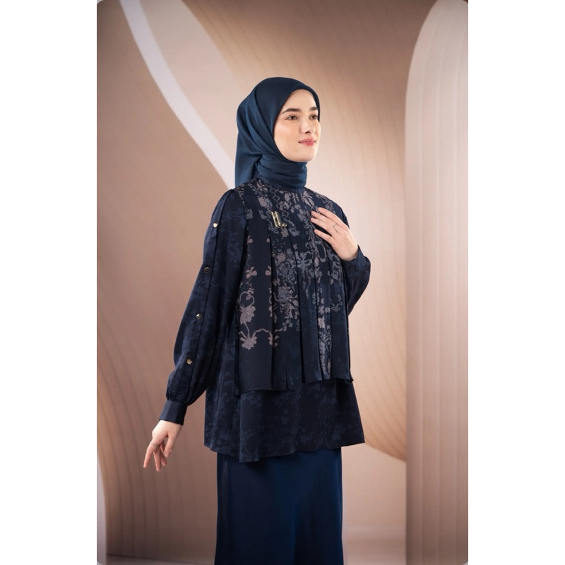 Ready Stok  - Heylocal SAMAMU BLOUSE MIDNIGHT Burgundy Awenasa Koko Stand Up Collar Long Sleeve Shir