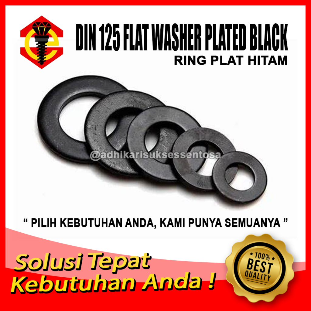 Ring Plat Hitam M33 / DIN 125 Washer Plated Black