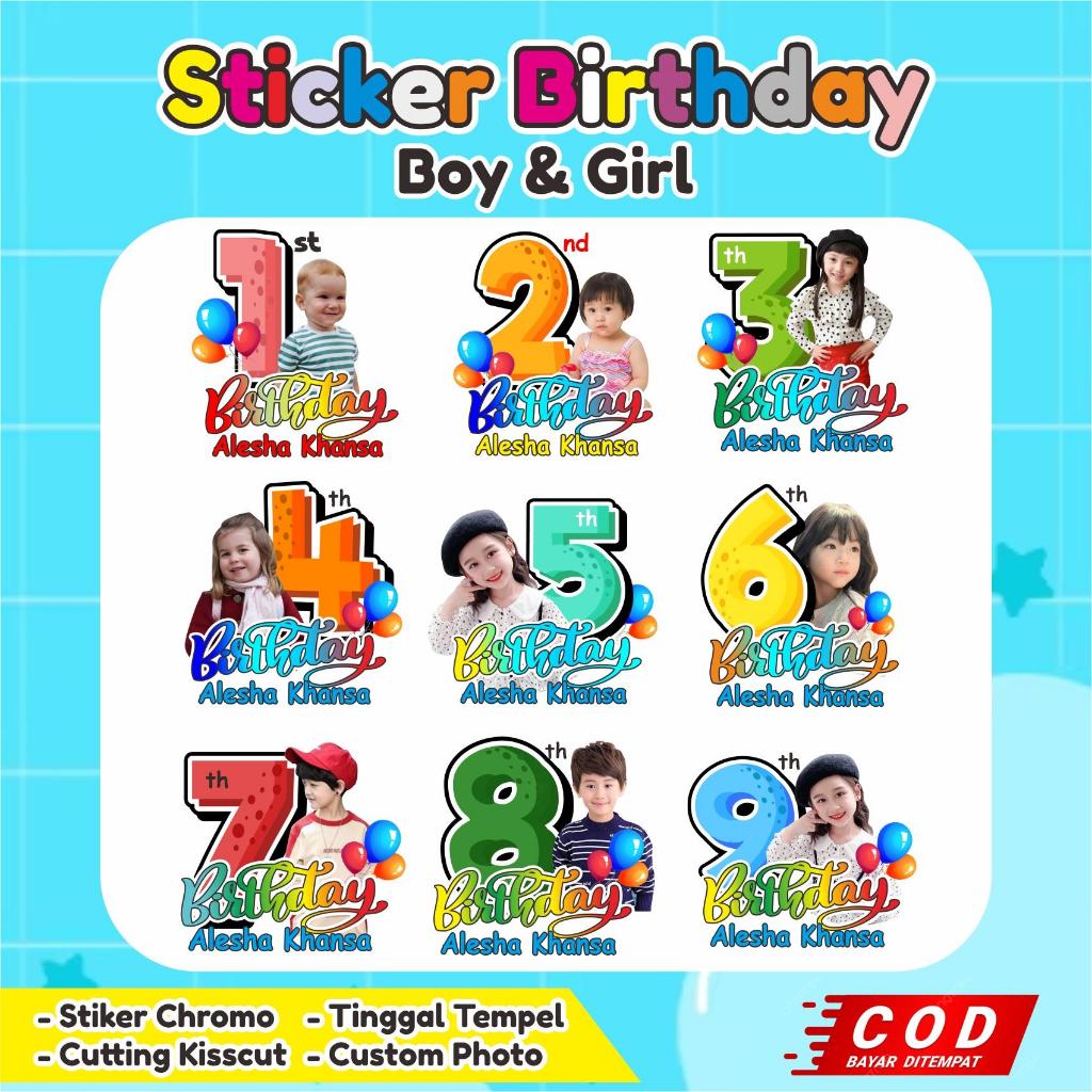 

Stiker Ulang Tahun Boy & Girl / Stiker Custom, Stiker Murah sticker birthday tinggal tempel