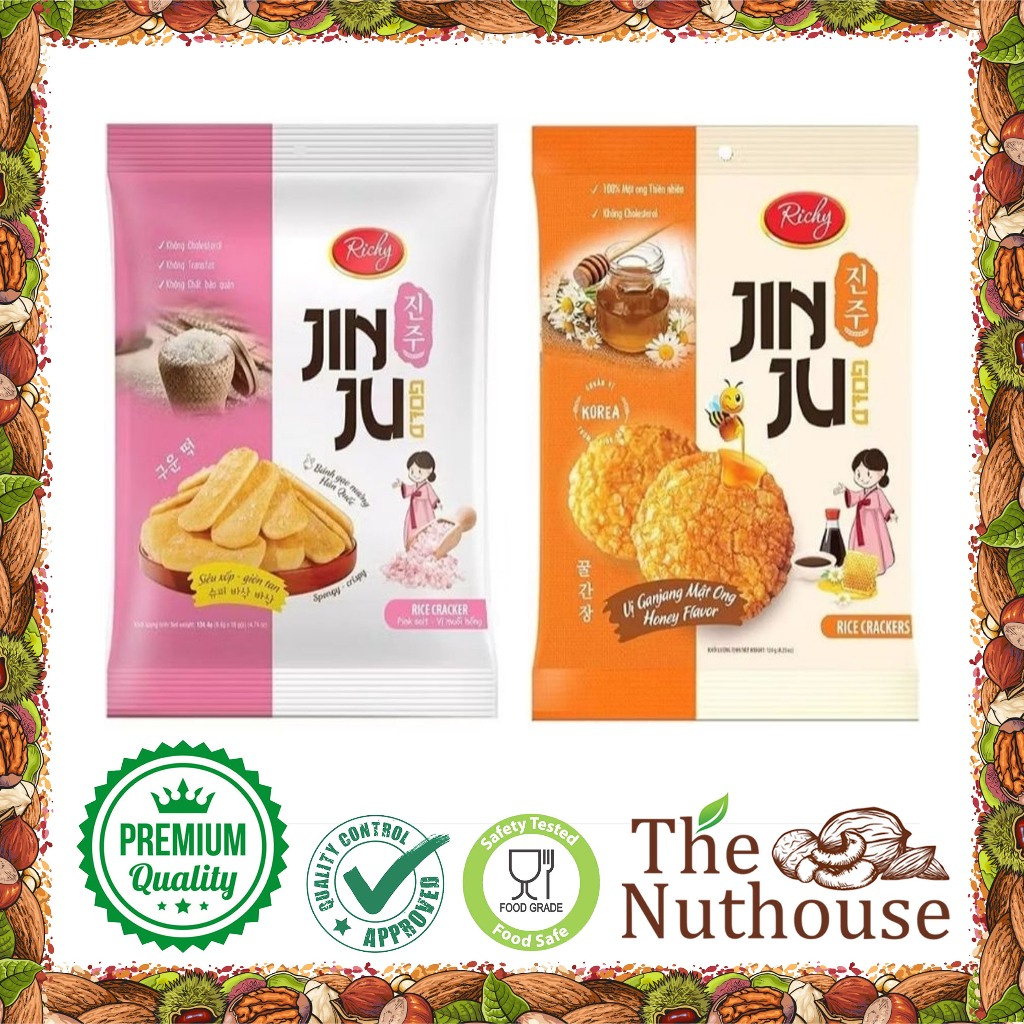 

Richi Jinju Rice Crackers - Honey Flavor 100gr / Pink Sea Salt 134.4gr [HALAL]