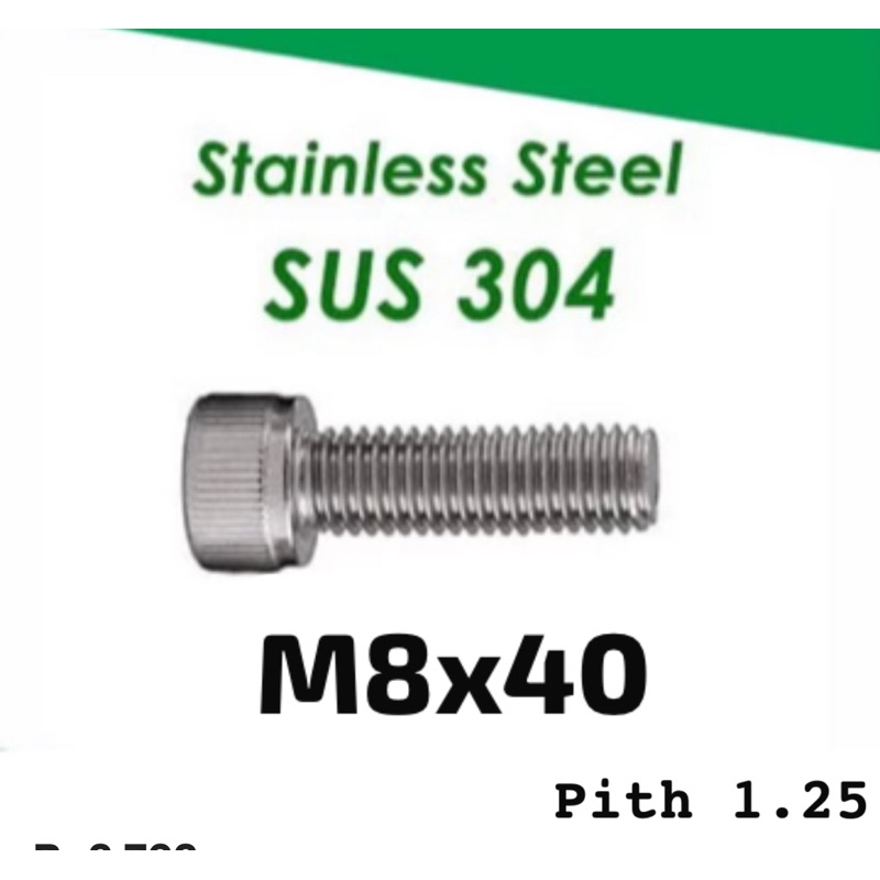 Baut L M8x40 Stainless 304