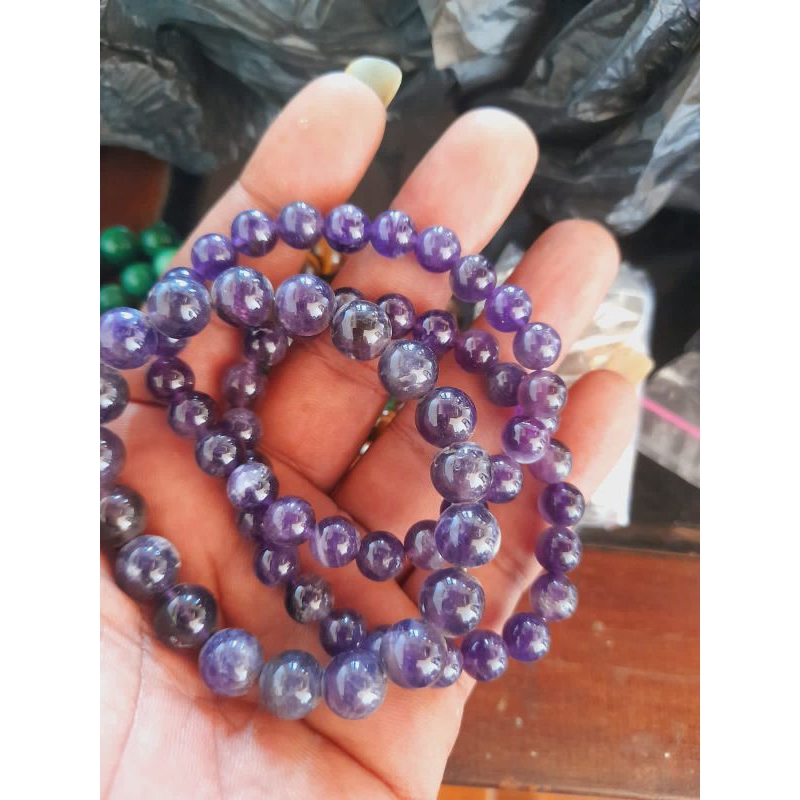 Gelang Batu Kecubung Ungu Kualitas Super