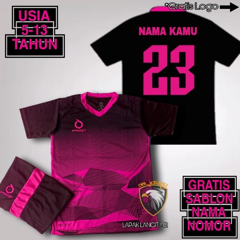 Baju Olahraga Sepakbola Futsal Volley Badminton Anak Usia 5-14 Tahun Gratis Sablon Nama Nomor Logo S