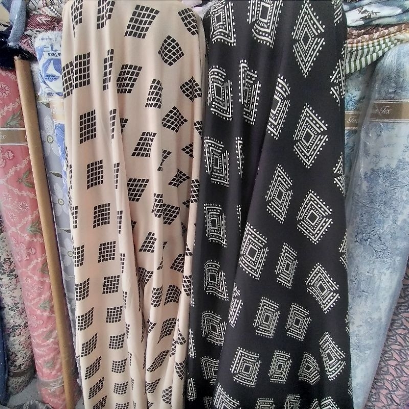 bahan kain katun rayon motif kotak" - kain rayon viscose premium