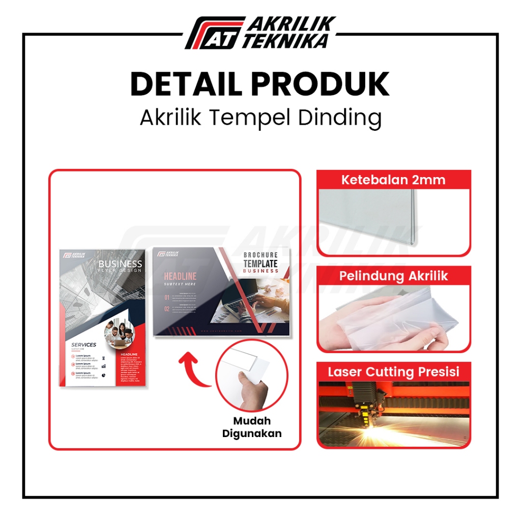 

Akrilik Tempat Brosur Tempel Sign Holder Qris Barcode Menu Wall Thicker Acrylic - Ukuran F4