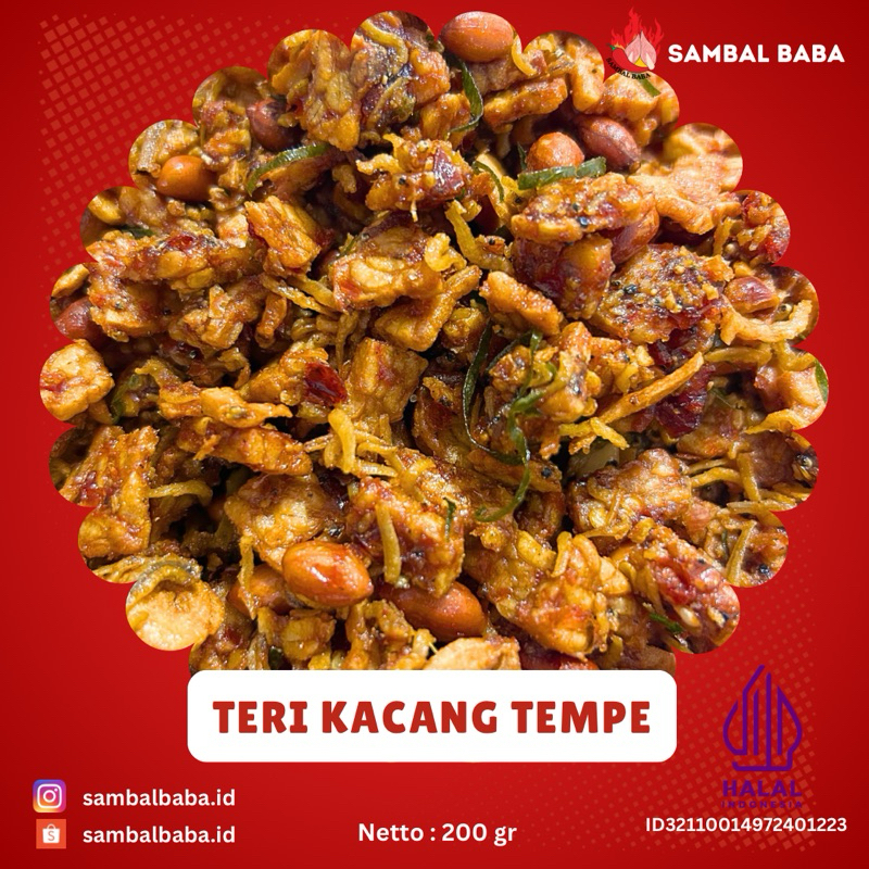 

Teri kacang Tempe Balado Pedas Manis berat 200gram