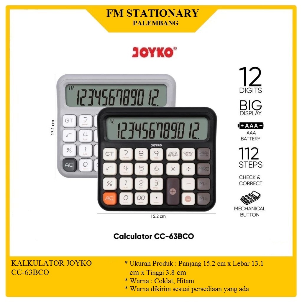 

Kalkulator LCD Besar JOYKO CC-63BCO
