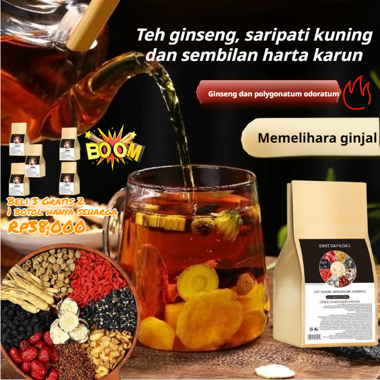 

⚡[5g x 30 kantong]Beli 2 Gratis 1 Teh Sembilan Bahan Ginseng/Teh Penguat Ginjal Polygonatum Minuman Kesehatan QiTeh Kesehatan untuk Nutrisi Tubuh/Teh Penambah Energi dan Anti Lelah / Teh Herbal Alami Sehat/Geng Yellow Essence and Nine Treasures Tea