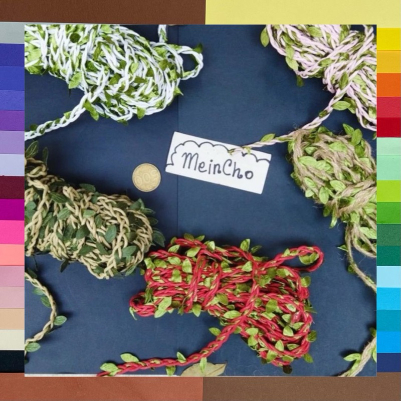 Tali GONI DAUN PITA DAUN Rami Kepang Daun Flower Crown Pita Satin Mahkota Daun Dekor Rustik