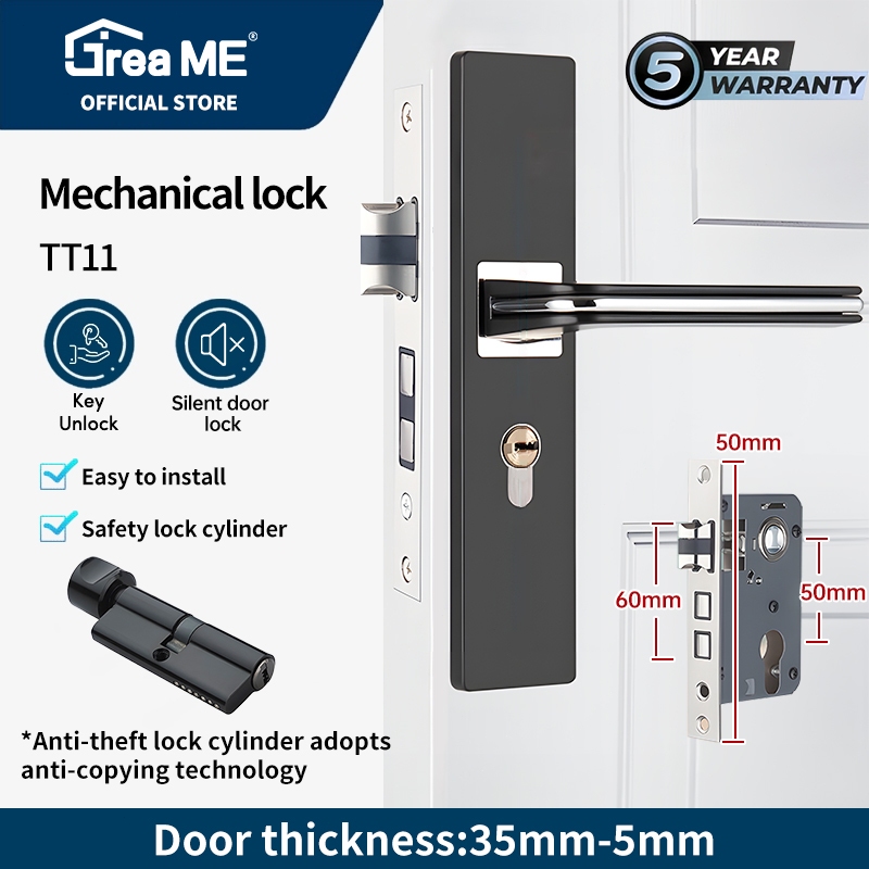 GreaME Kunci Handle Handel Pintu Rumah Gembok Anti Maling Dengan Inti Kunci Tahan Bobol Set/Kunci Pi