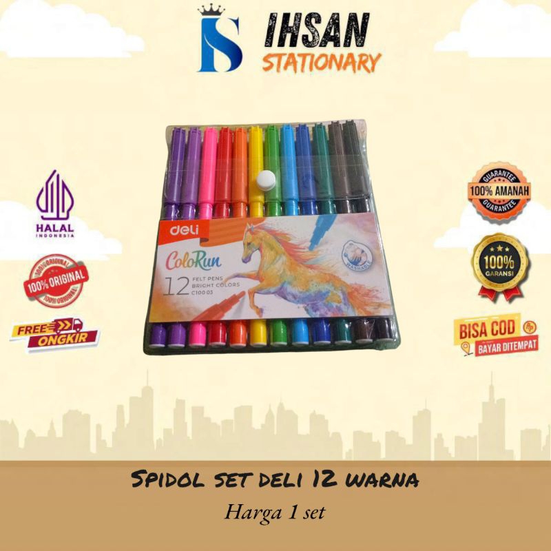 

spidol set deli 12 warna (1 set)