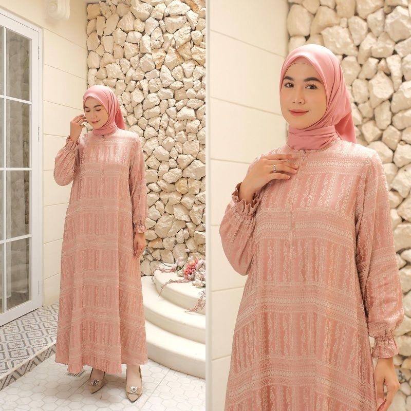Gamis Diana Motif Salur Fashion Muslim