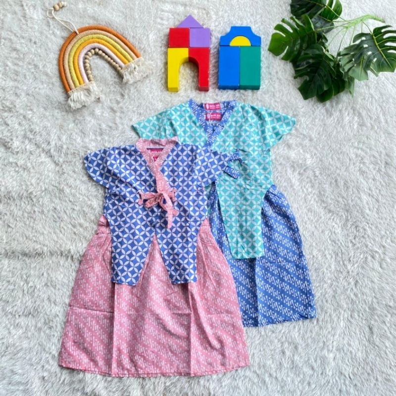 DRESS HANBOK BATIK ANAK LEONA LENGAN PENDEK HANBOK ROMPI TERPISAH BAHAN KATUN NYAMAN DI PAKAI