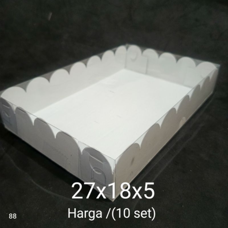 BOX MIKA PUTIH - DUS DONAT- DUS BOLU-KOTAK PUDDING-KOTAK DONAT 27x18x5 (isi : 10 set)