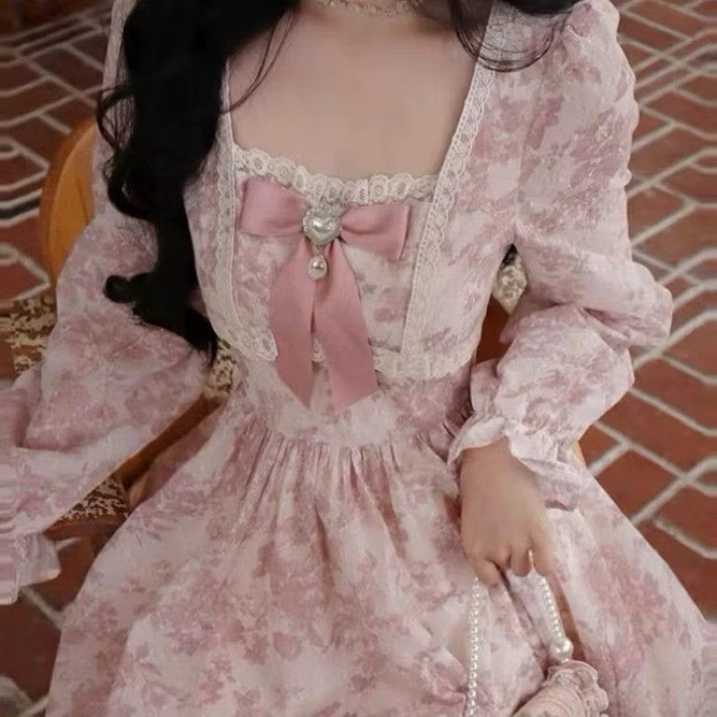 Dress Korean Bronzing Aesthetic Hijab Non Hijab/Floral dress/ Pink Dress