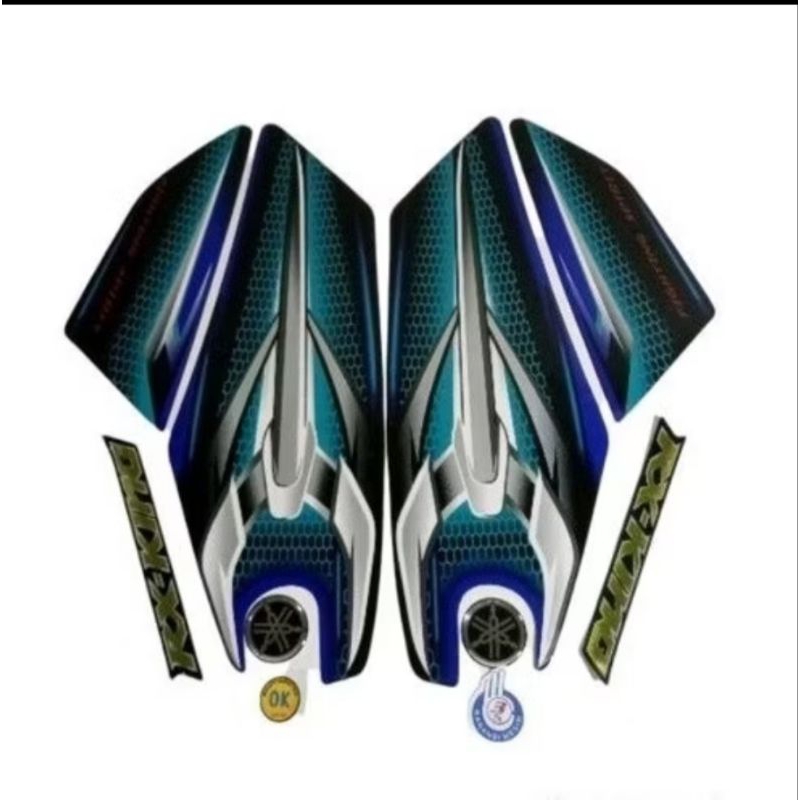 Striping motor / Les tangki RX KING NEW 2007 Biru + Emblem komplit