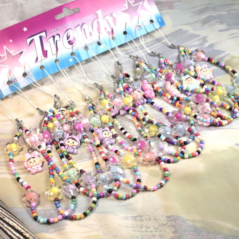 12pcs Strap hp Aesthetic | Tali gantungan hp GROSIR AKSESORIS HP MANIK SANRIO SKULL PANDA PITA GROSI