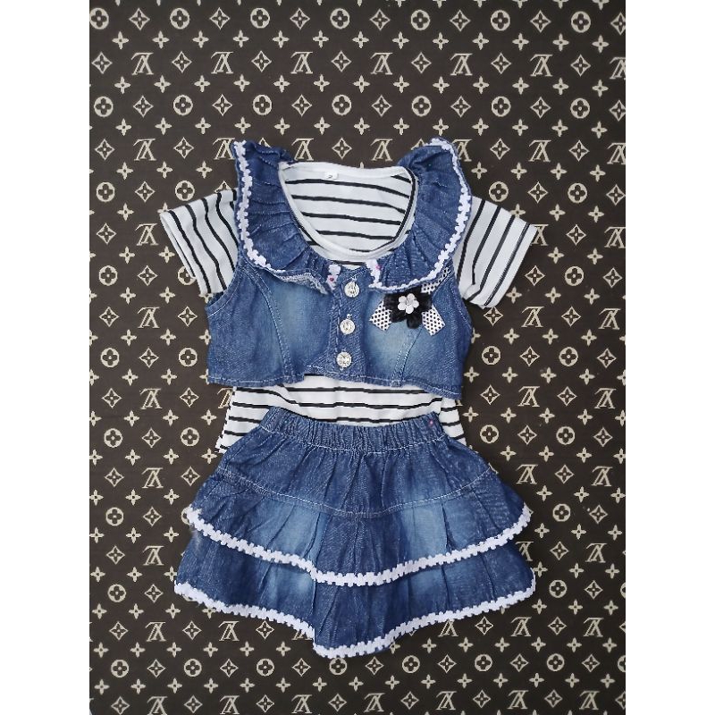 baju anak perempuan setelan rok levis usia 1 tahun/2 tahun