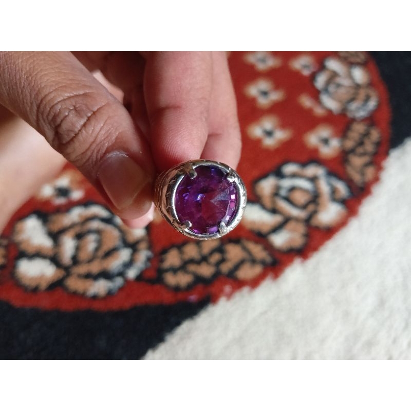 Cincin batu kecubung ungu asli