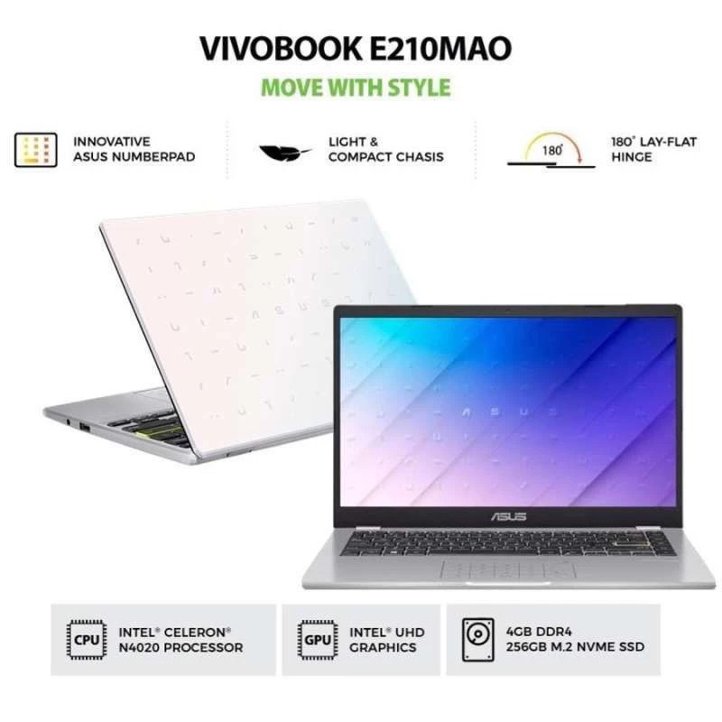 NOTEBOOK ASUS E210MA INTEL CELERON N4020 RAM 4 GB SSD 256 GB