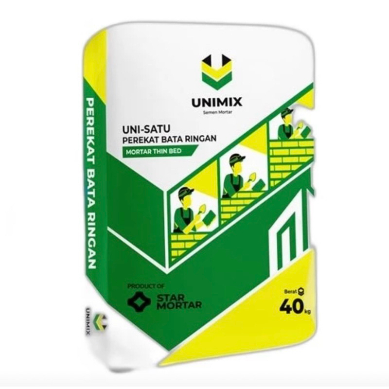 PEREKAT BATA RINGAN 40 KG - UNIMIX SEMEN MORTAR UNI-SATU PEREKAT BATA RINGAN/ HEBEL BY STAR MORTAR