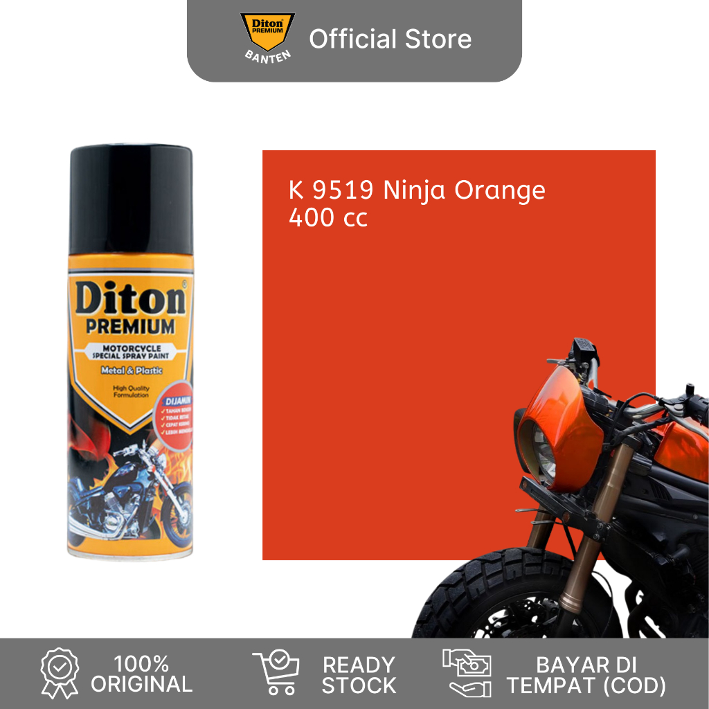 Diton Banten - Cat Semprot Pilox Diton Premium Kawasaki Colors (K 9519 Ninja Orange)
