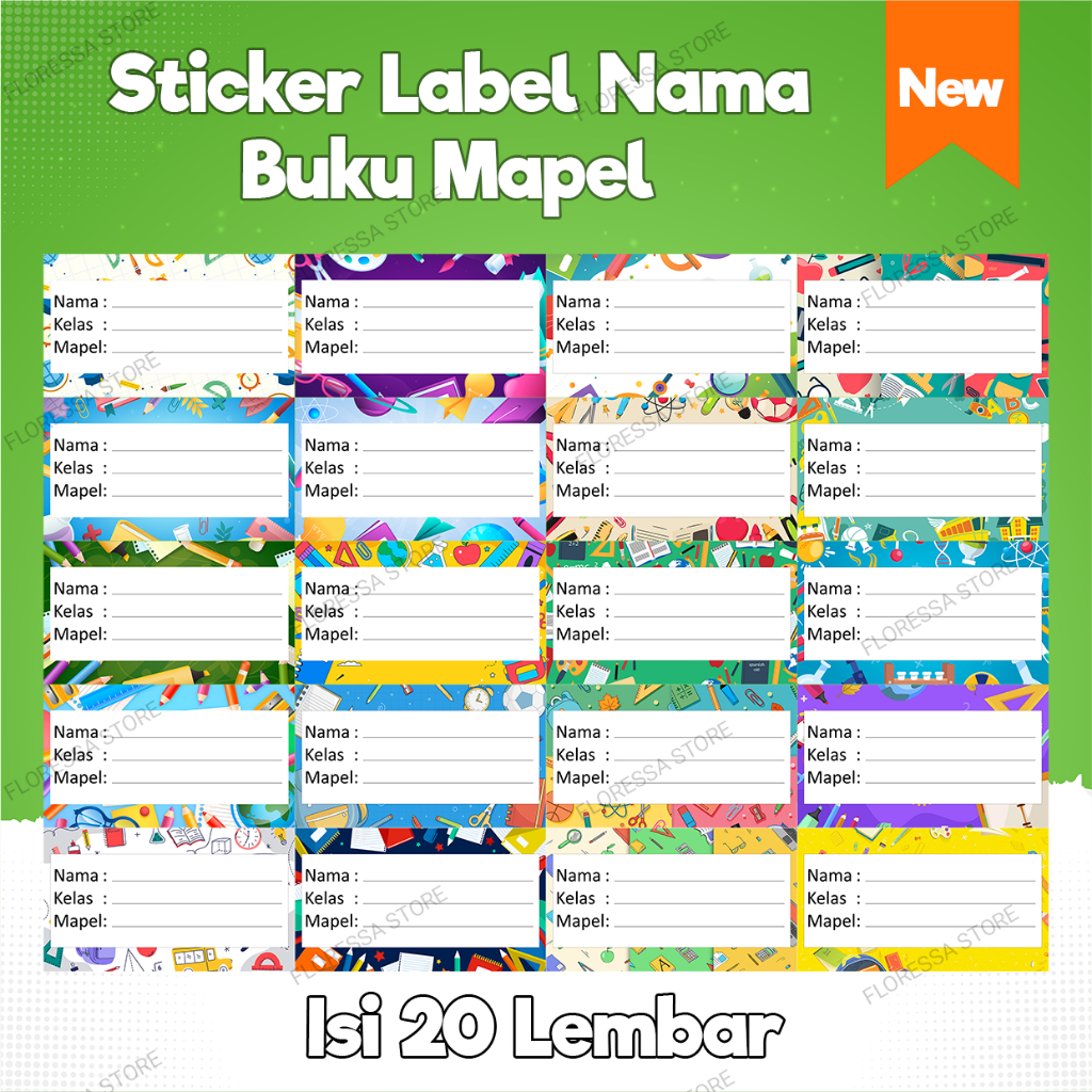 

STICKER BUKU MATA PELAJARAN SEKOLAH 20 pcs Sticker Mapel Label buku Sticker Label Mapel