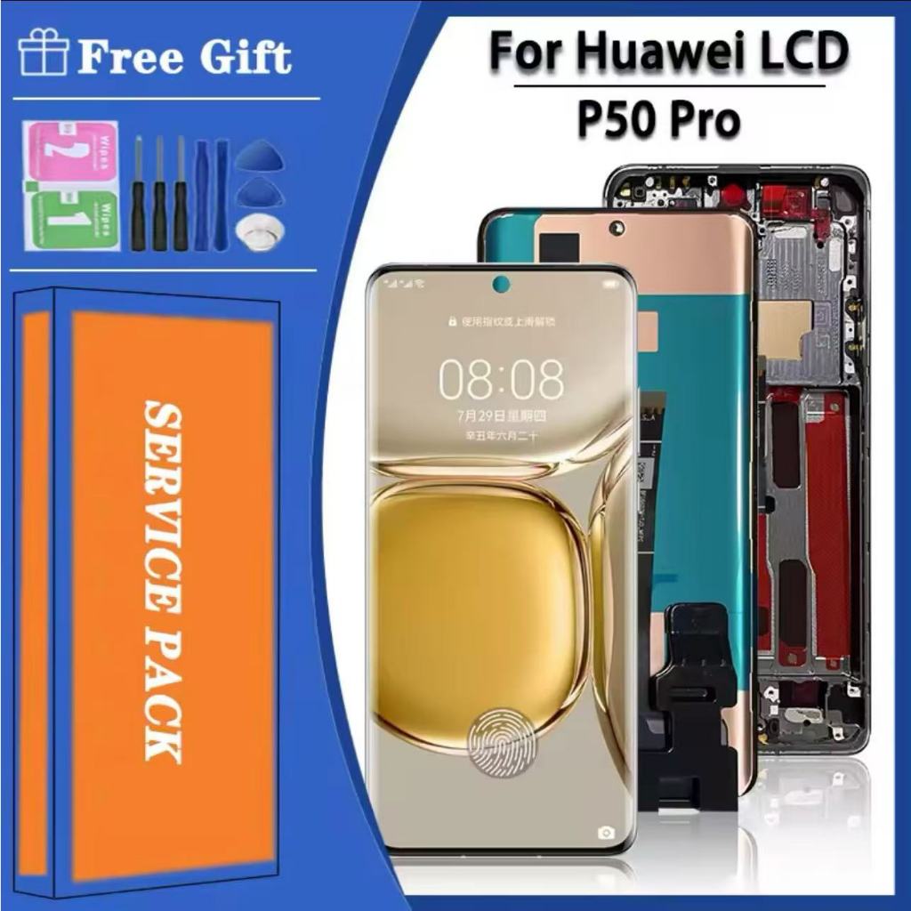Original Amoled For Huawei p50 pro Lcd Screen Display Touch Glass Digitizer p50pro JAD-AL50 JAD-LX9 