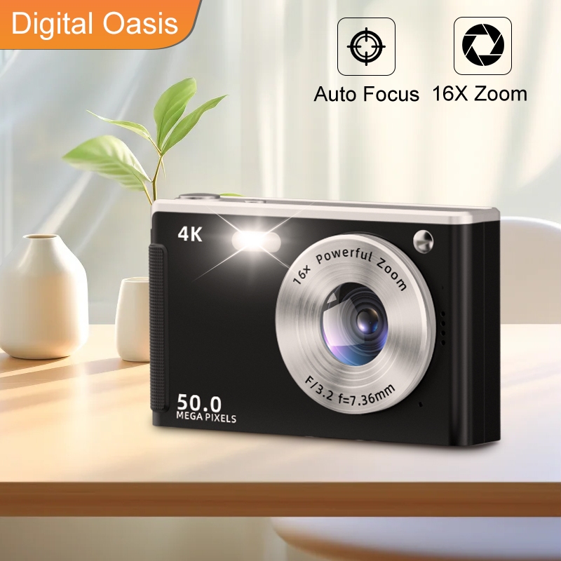 [Dengan Kartu 32GB] Kamera Digital Digital Oasis Kamera Saku Video 4K Zoom Digital 16X